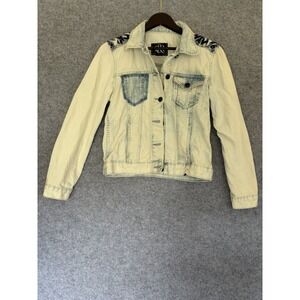 Rock‎ & Republic Woman's Jean Jacket Size S Acid Wash Aztec Western Ranch Cowboy